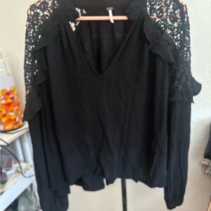 Free People Black Lace Blouse